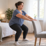 Femme pratiquant un exercice de renforcement musculaire à la maison pendant une perte de poids